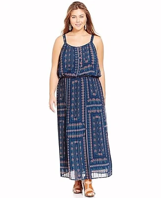 NWT AMERICAN RAG Mood Indigo Floral Print Maxi Dress Sleeveless Plus Size 0X - Image 1 of 2