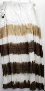 New Directions Women's Brown & White Tie Dye Maxi Skirt Lined Elastic Waist M - Picture 1 of 7