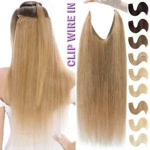 Real Hair Extensions Clip In One Piece Wire on Headband Crown REAL Hair Human US - Picture 1 of 54