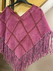 Poncho Women Suede Genuine Leather - Picture 1 of 3
