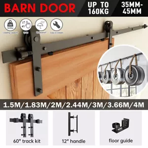 1.83M/4M Sliding Barn Door Hardware Track Set Roller Kit Antique Classic Bedroom - Picture 1 of 21