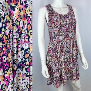 Neu Jane & Delancey ärmelloses Kleid klein Blumendruck blau rosa Fit & Flare - Bild 1 von 9