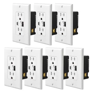5.8A High-Speed USB Type-C/A Wall Outlet Receptacle Electrical Socket UL 7 Packs - Picture 1 of 12