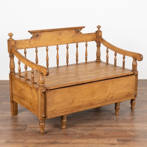 Small Pine Bench With Storage, Sweden Circa 1840-60 Cover
