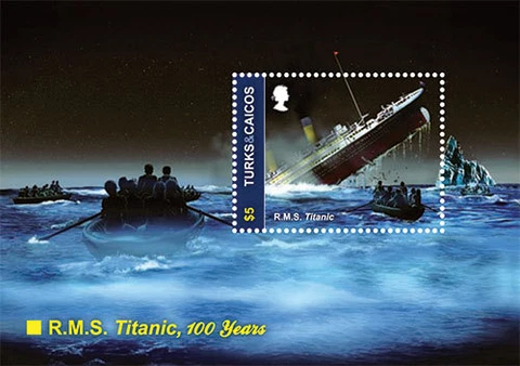 Turks & Caicos 2012 - R.M.S. 100th Anniversary Titanic Souvenir Stamp Sheet MNH Cover