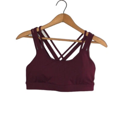 VICTORIA SPORT | Wine Strappy Racerback Padded Pullover Logo Sports Bra size Lg - Image 1 of 4