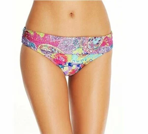 Kenneth Cole Reaction Banded Paisley-print Bikini Bottom, Pink Multi, M - Picture 1 of 1