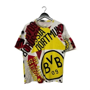 Vintage Borussia Dortmund BV09 Big Logo All Over Print T Shirt Size M White - Picture 1 of 5