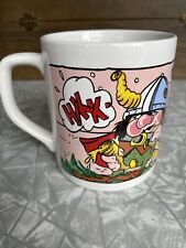 Vintage 80s Coffee Mug Drunk Viking And Dragon Cartoon Norway