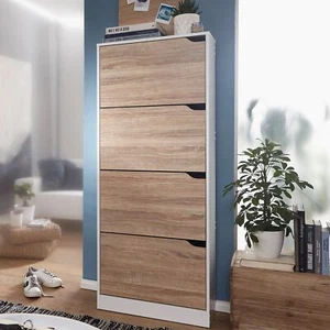 FineBuy Schuhkipper 4 Fächer 24 Paar Schuhe Schuhkommode Schuhschrank Sonoma - Bild 1 von 8