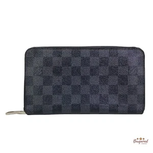 Auténtico Organizador Louis Vuitton Damier Lona de Grafito con Cremallera Billetera Grande - Imagen 1 de 12
