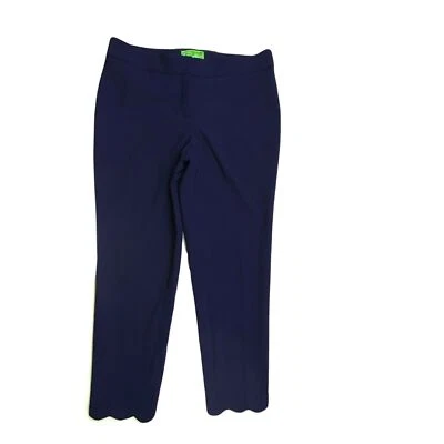 Cappagallo Straight Leg Scalloped Hem Women's size 10 Dark Wash Navy Dress Pants - Imagem 1 de 4