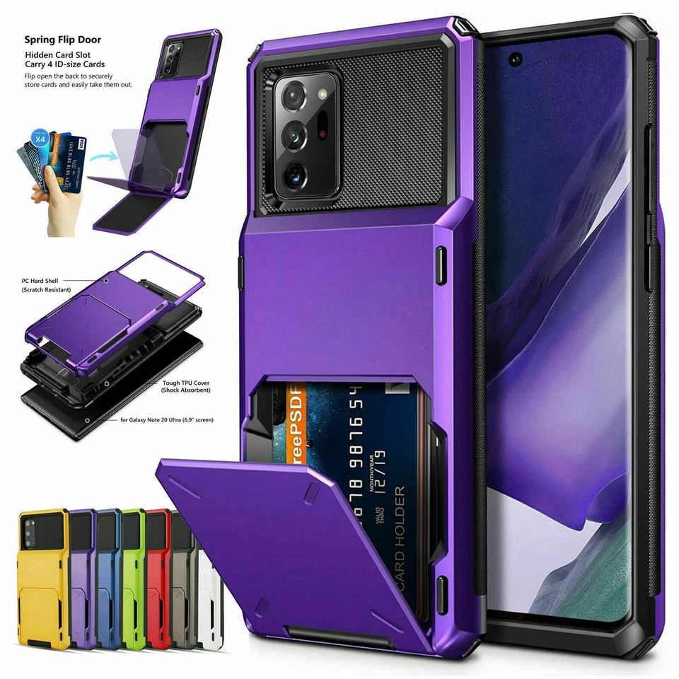 For Samsung S25 S24 Ultra S23 S22 S21 S20 Plus Shockproof Wallet Card Stand Case - Image 1 of 4