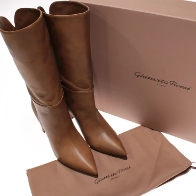 Gianvito Rossi NWB Leather Piper Booties 85 Nevada Texas Size 37.5 US 7.5 Brown - Image 1 of 4