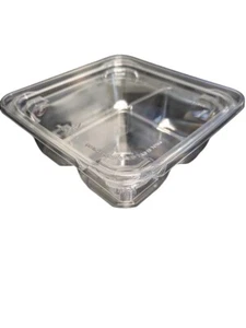EcoQuality 3 Compartment Transparent Plastic Tamper Proof Snackbox With Lids 200 - Picture 1 of 3