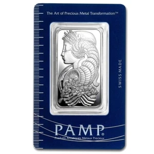 1 TROY OZ .999 SILVER PAMP SUISSE LADY FORTUNA + 1 99.9% 24K GOLD $100 BILL - Picture 1 of 8