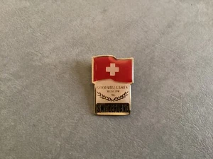 1986 Moscow Goodwill Games Commemorative Flag Pin-NEW/Switzerland - Picture 1 of 3