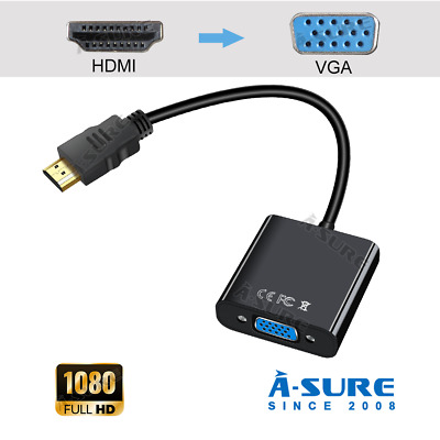 HD HDMI INPUT To VGA OUTPUT HDMI To VGA Converter Adapter FOR PC TV Monitor • 4.99£