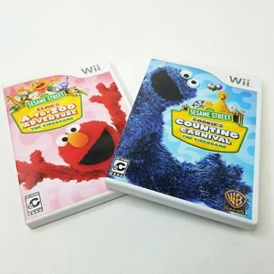 Lote Wii Sesame Street - Elmo's A-to-Zoo Adventure Cookie's Counting Carnival - Imagen 1 de 7