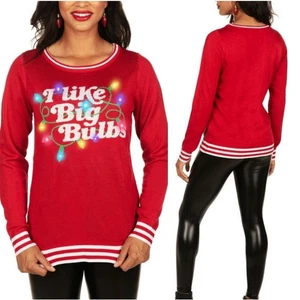 Tipsy Elves Damen I Like Big Bulbs Light Up Ugly Christmas Pullover Rot Medium - Bild 1 von 8