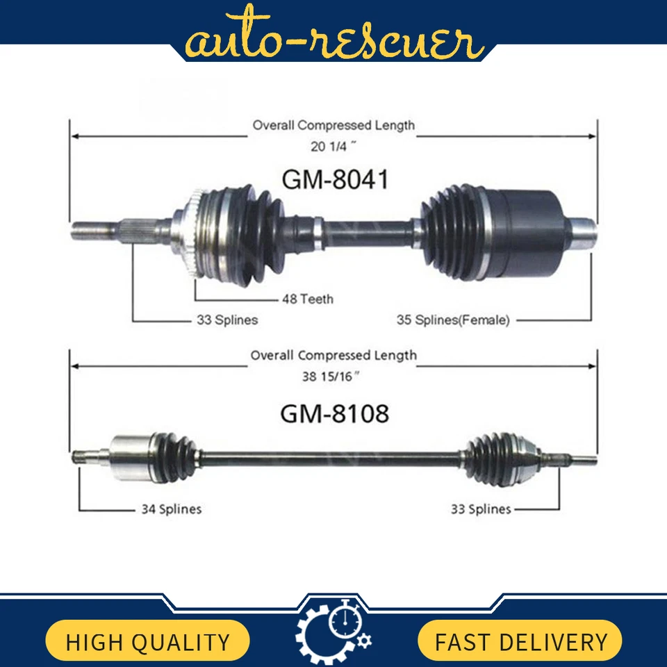 For Pontiac Fiero RWD 84-88 Pair of Rear CV Axle Shafts SurTrack Set Standard - Image 1 of 3