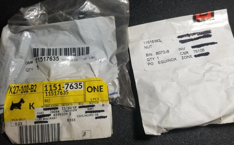 Оригинальная подвеска GM 11517635 / 11516382. Болт поперечного сечения и фланцевая зажимная гайка 1984 - 94 - Изображение 1 из 4