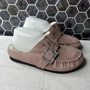 Free People 7.5 Suede After Riding Slip On Buckled Shearling Pink Womens - Picture 1 of 6