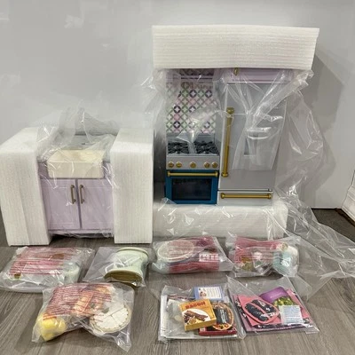 Boneca American Girl 18" cozinha brinquedo fogão pia geladeira acessórios caixa aberta - Imagem 1 de 4