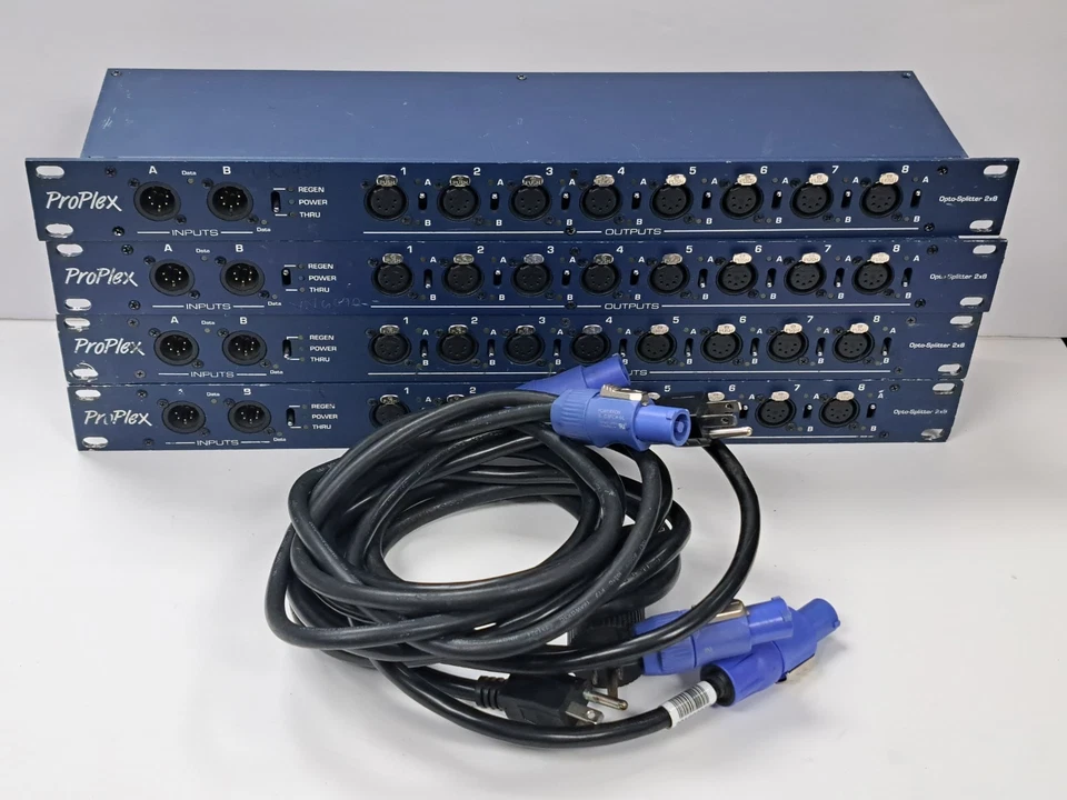 TMB ProPlex PPDDS285 DMX512 Opto-Splitter 2x8 2x 5-Pin XLR In 8x Out Rackmount - Image 1 of 4