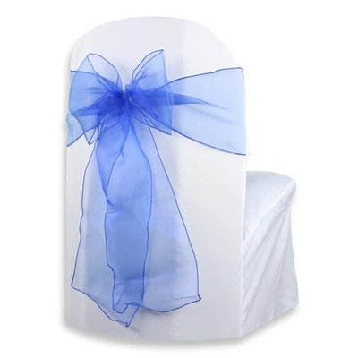 100 piezas Funda Silla Organza Marco Lazo 108"x8" - Azul Real - Boda Fiesta gr Foto 1 de 4