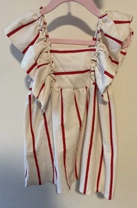 Vestido Zara Niña Pequeña Rojo Rayas Talla 18-24 Meses - Imagen 1 de 4