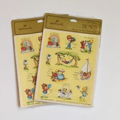 NEW Vintage 70s Hallmark Joan Walsh Anglund Stickers Girls Boys Friends Miss You - Image 1 of 4