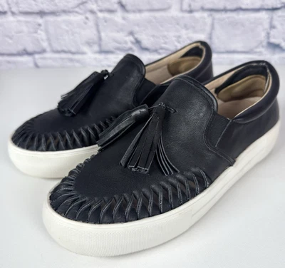 Zapatos de cuero negros J/SLIDES sin cordones para mujer talla 7,5 borla azteca recortada Foto 1 de 4