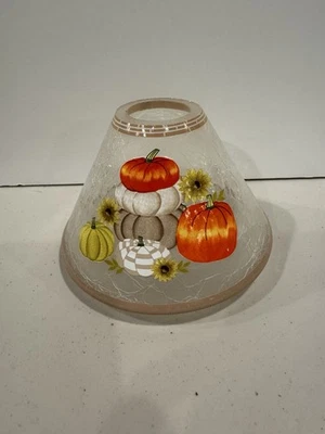 Yankee Candle Pumpkin & Sunflower White Frosted Shade Topper - Image 1 of 4