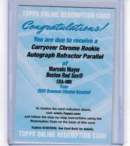 2025 Bowman Chrome Marcelo Mayer Carryover Refractor Rookie Auto RC #'ed /499 - Picture 1 of 1