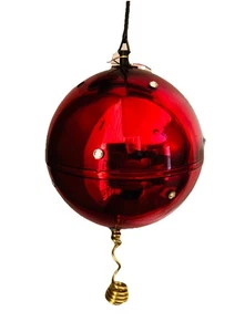 VTG Red Glass German Made Xmas Ornament W/Rhinestones Plays Silent Night~Works! - Picture 1 of 7