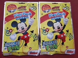 Set Of 2 Mickey Mouse Play Pack Grab & Go Coloring Book With Stickers & Crayons - Picture 1 of 3