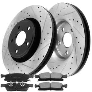 Rotores de freno delanteros ranurados y pastillas de cerámica para Dodge Durango Jeep Grand Cherokee - Imagen 1 de 7