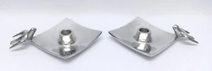Set of 2 of Lunares San Francisco Aluminum DOVE Candle Holders Chambersticks - Picture 1 of 2