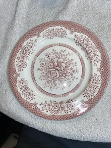 English Ironstone Tableware 10-1/2”Plate Pink with flowers excellent condition - Picture 1 of 5