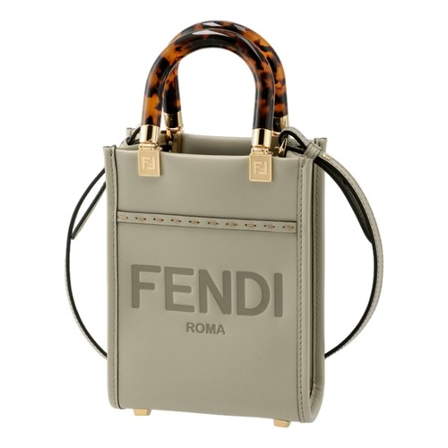 Borsa a tracolla piccola Fendi Sunshine Shopper in tè verde NUOVA