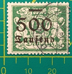 Danziger Briefmarke 1923, DANZIG-500thm auf 50000m grün, Wmk. 109, Perf. 14, gebraucht - Bild 1 von 5