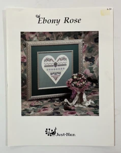 Just Nan 1995 "Ebony Rose" Cross Stitch Chart Pattern JN031 - Picture 1 of 2
