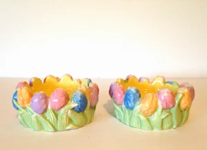 Blossom & Blooms Easter Tulip Flower Pillar Candle Holder Pedestal Bases Ceramic - Picture 1 of 5