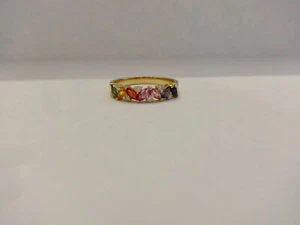 Anillo de diseño 7 piedras de colores Navette, 8 brillantes, oro 750, 0,85 quilates. - Imagen 1 de 6