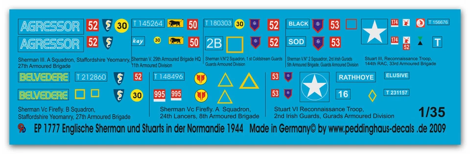 Peddinghaus 1777 1/35 6 Sherman Inglesi E 2 Carri Stuart In Normandia - Immagine 1 di 1