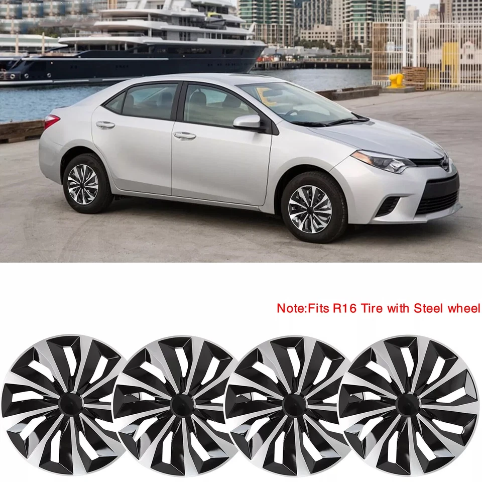 For Toyota Corolla LE 16" Hubcaps Wheel Cover Snap On Hub Caps R16 Steel Wheel Foto 1 de 4
