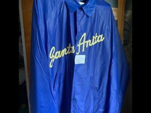 Vintage Santa Anita Park Horse Racing Blue Rain Jacket Windbreaker Size M