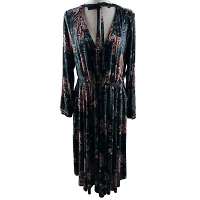 Torrid Women Black Paisley Challis Midi Skater Dress Plus Size 1X Boho Flowy - Image 1 of 4