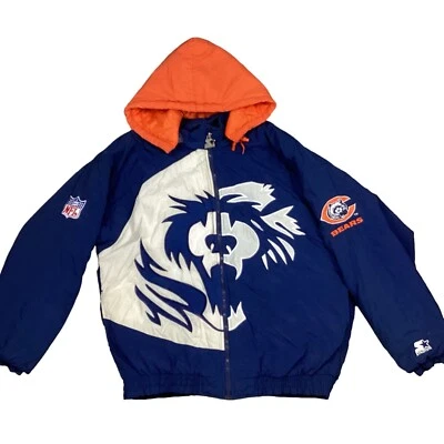 Chaqueta acolchada de colección NFL Chicago Bears Starter años 90 logotipo capucha desmontable talla L - DEFECTUOSA Foto 1 de 4